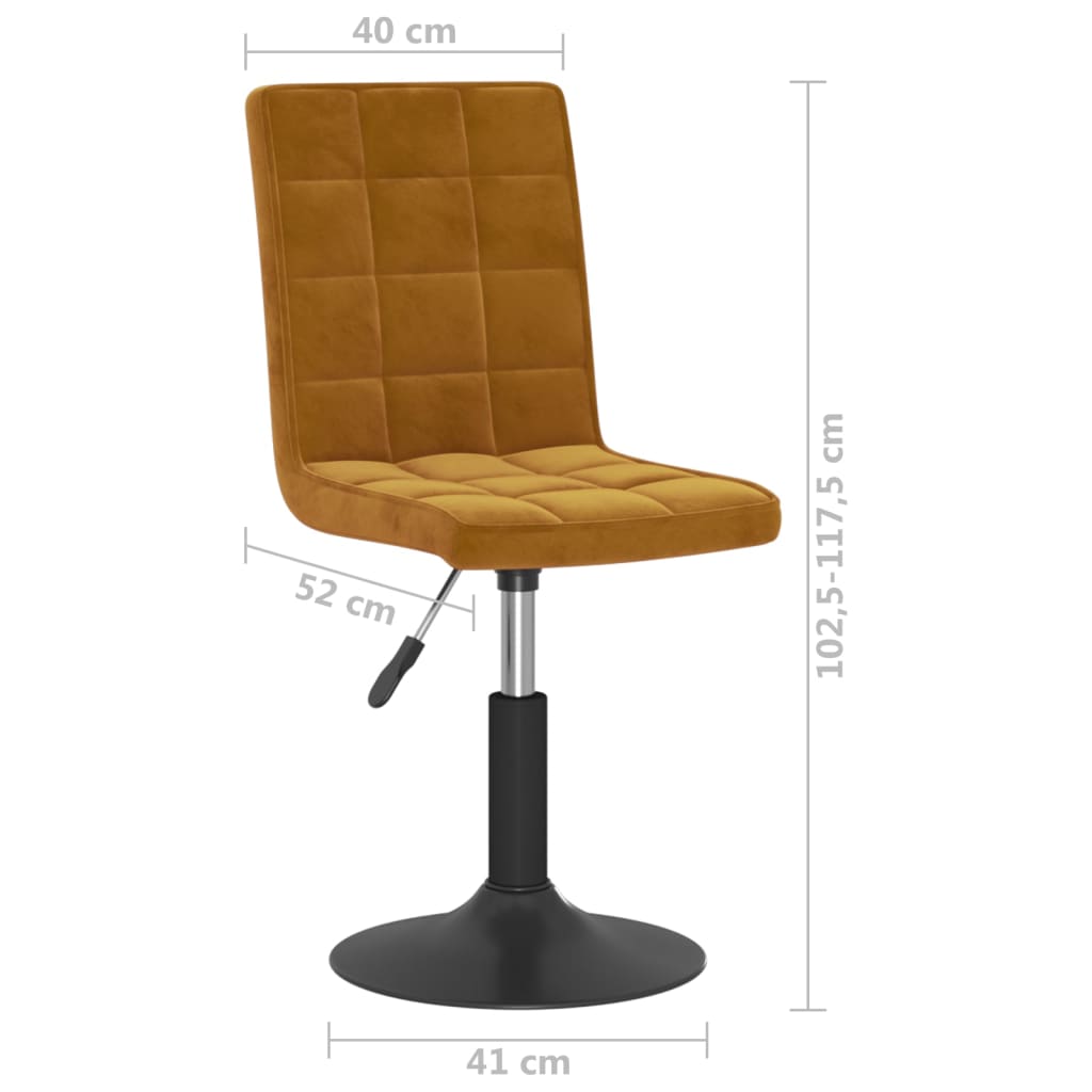 Swivel Dining Chairs, 2 pcs., Brown, Velvet