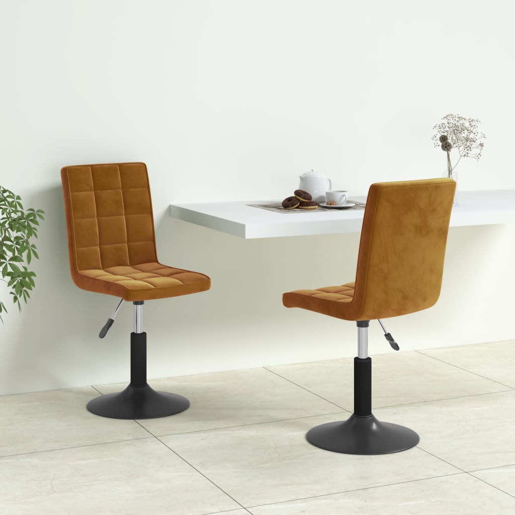 Swivel Dining Chairs, 2 pcs., Brown, Velvet