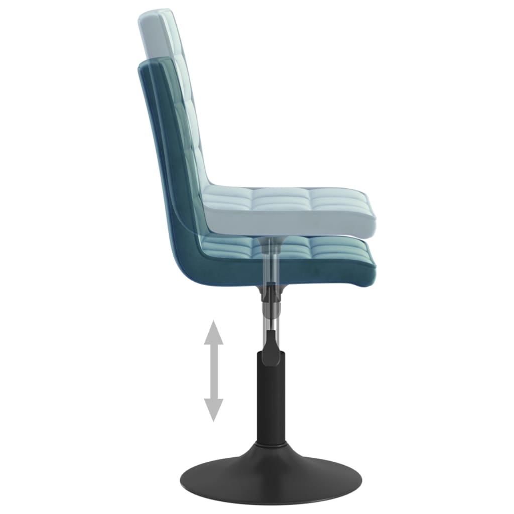 Swivel dining chairs, 2 pcs, blue, velvet