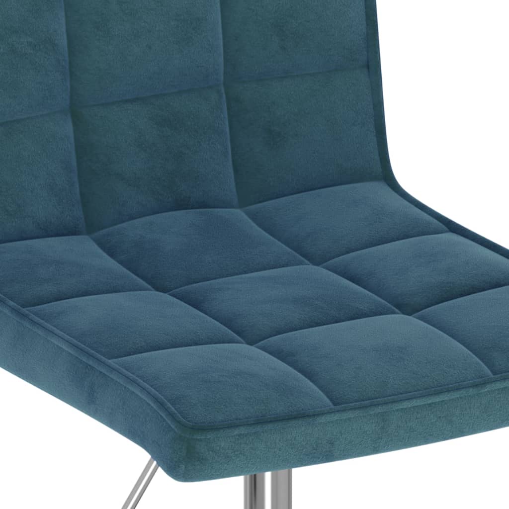 Swivel dining chairs, 2 pcs, blue, velvet