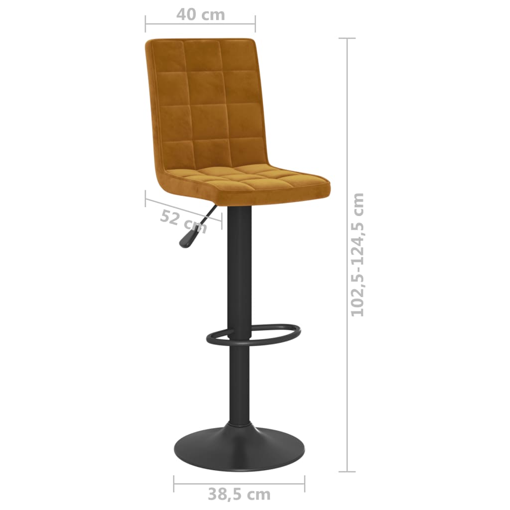 Bar stools, 2 pcs, brown, velvet