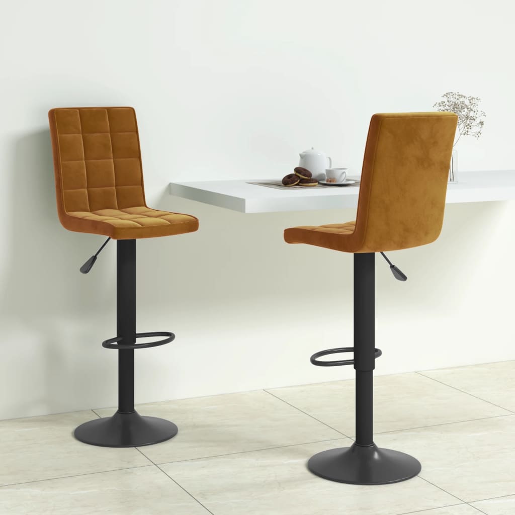 Bar stools, 2 pcs, brown, velvet