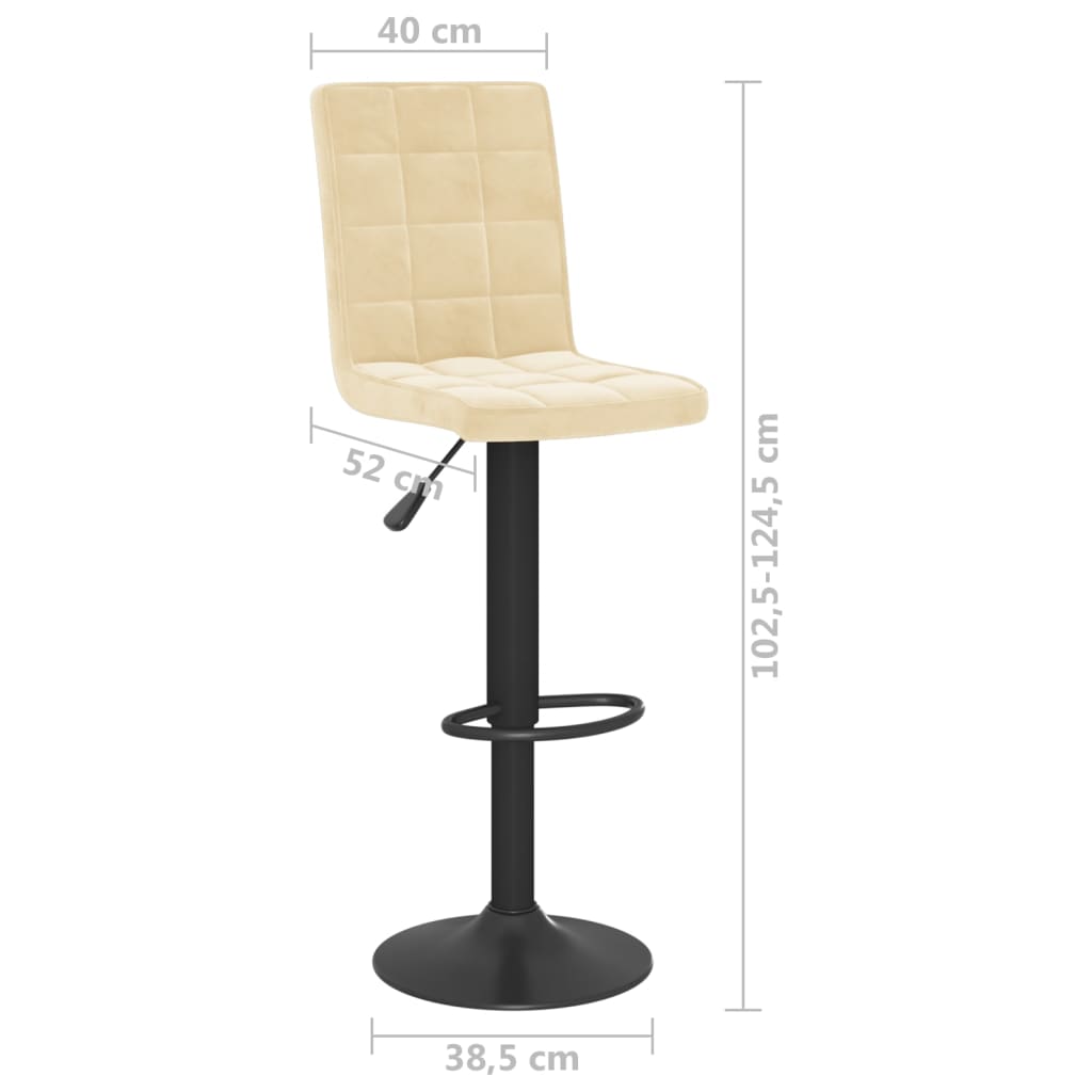 Bar stools, 2 pcs., cream, velvet