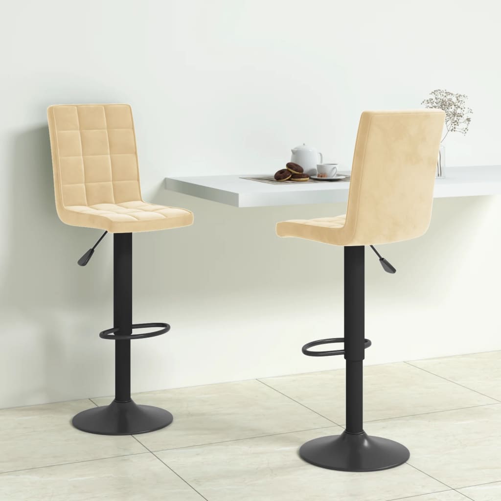 Bar stools, 2 pcs., cream, velvet