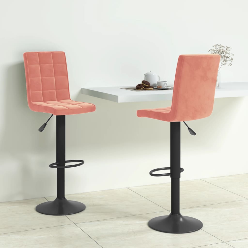 Bar stools, 2 pcs, pink, velvet