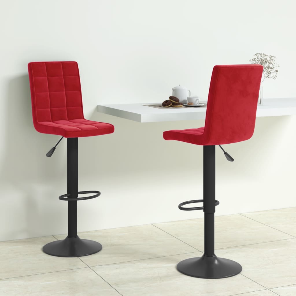 Bar stools, 2 pcs., burgundy, velvet