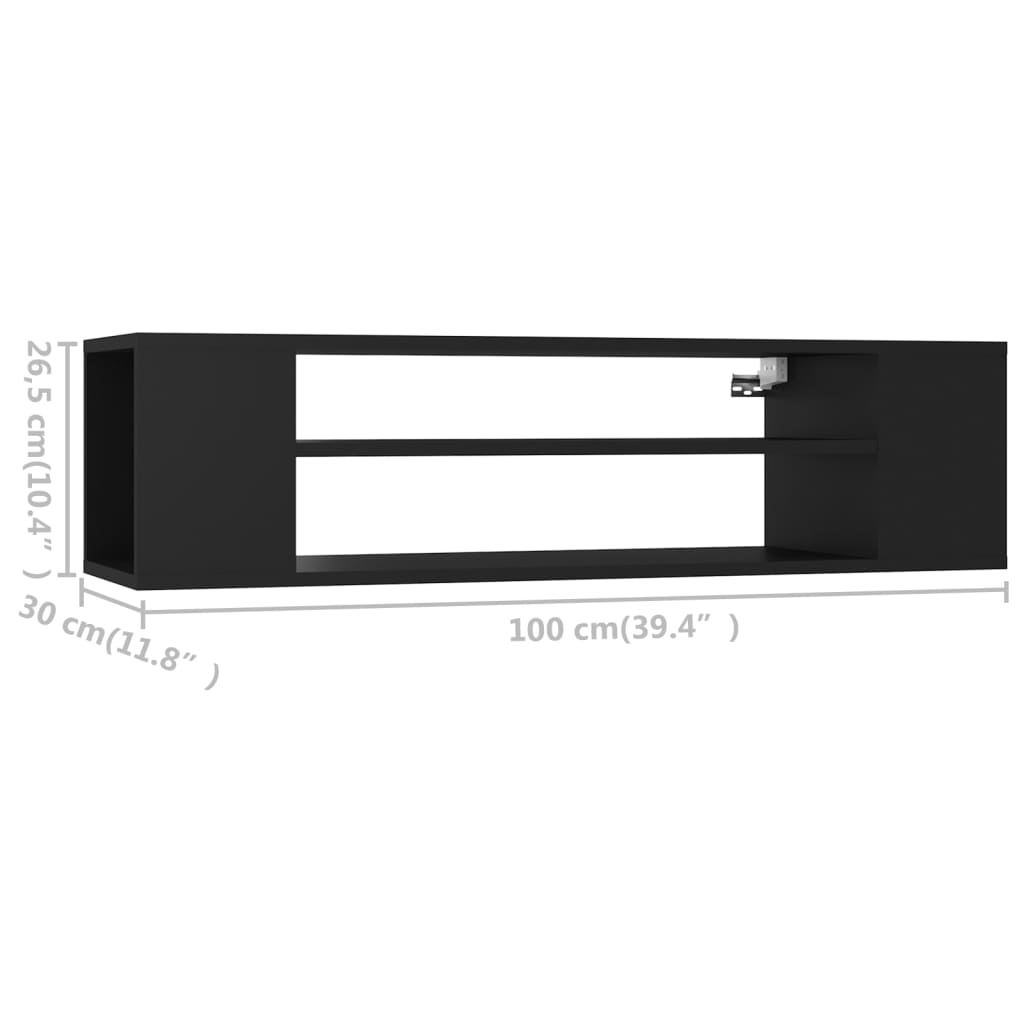Piekaramais TV skapītis, melns, 100x30x26,5cm, koks