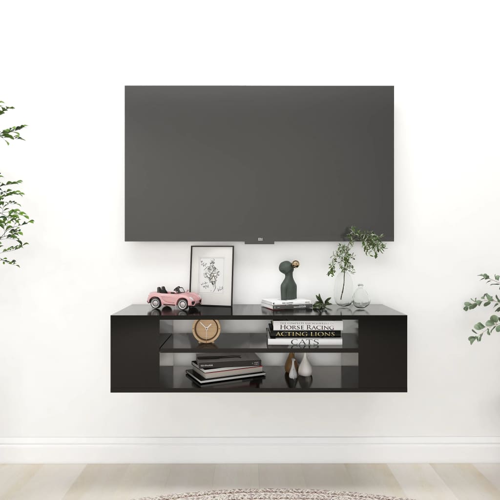 Piekaramais TV skapītis, melns, 100x30x26,5cm, koks