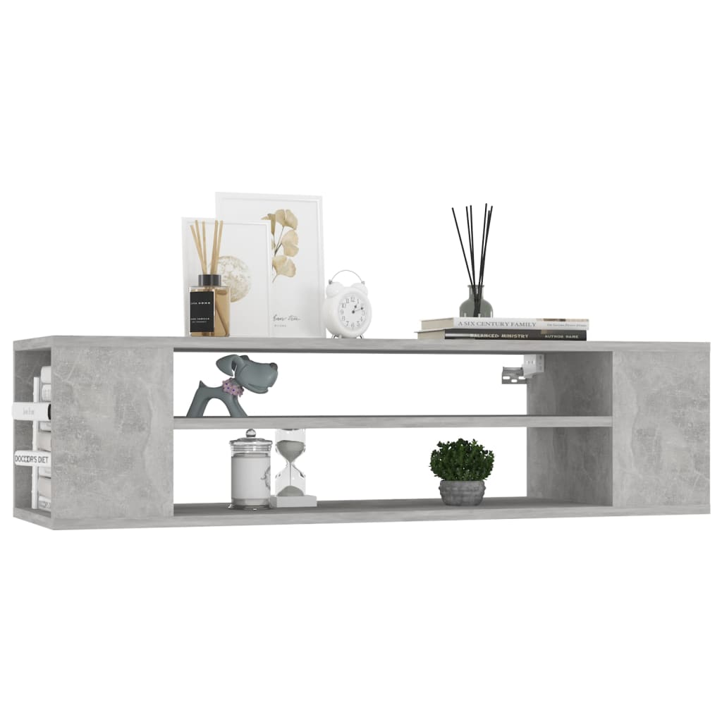 Wall-mounted TV cabinet, concrete grey, 100x30x26.5cm, wood