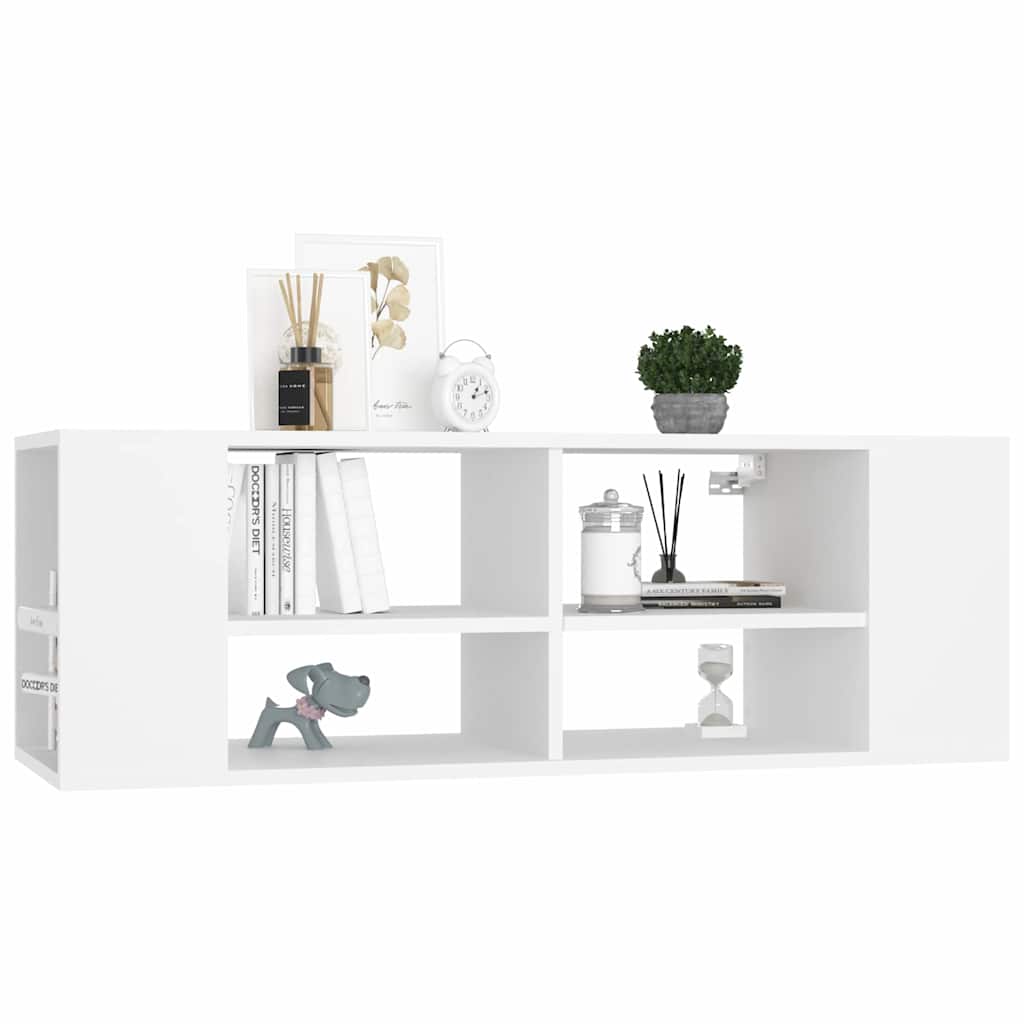 Sieninė TV spintelė, balta, 102x35x35cm, apdirbta mediena