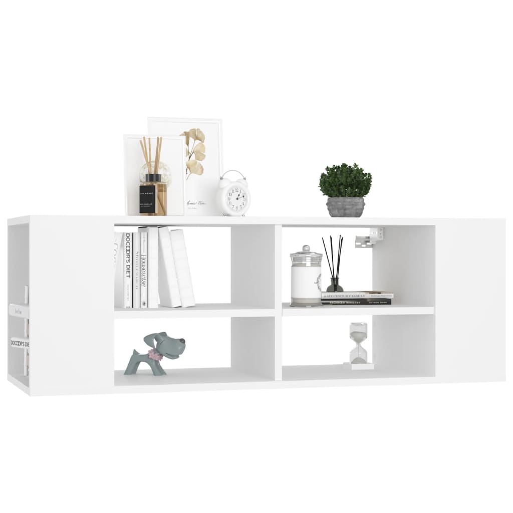 Wall-mounted TV cabinet, white, 102x35x35cm, engineered wood