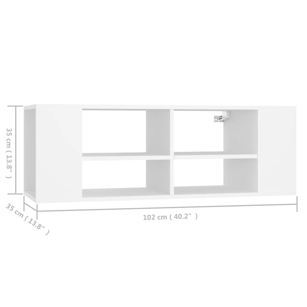 Sieninė TV spintelė, balta, 102x35x35cm, apdirbta mediena