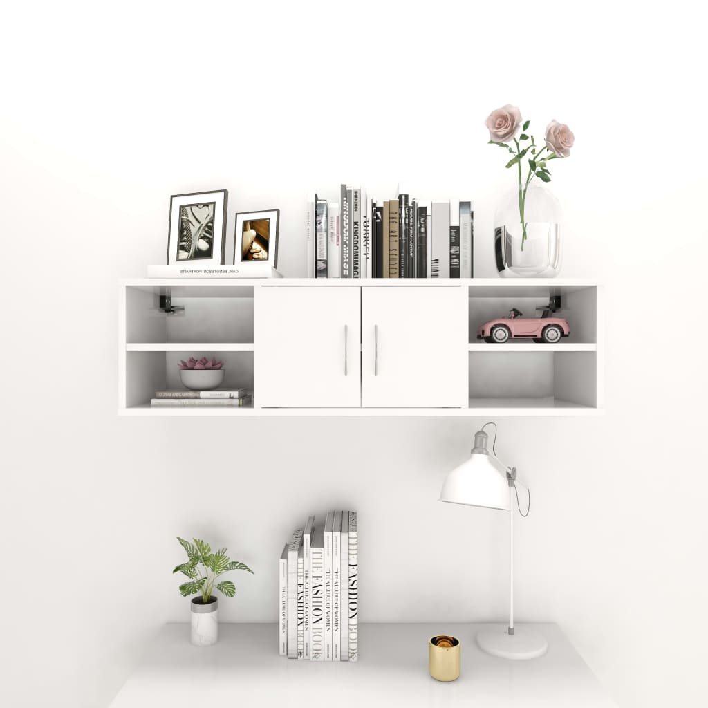 Wall shelf, white, 102x30x29cm, engineered wood