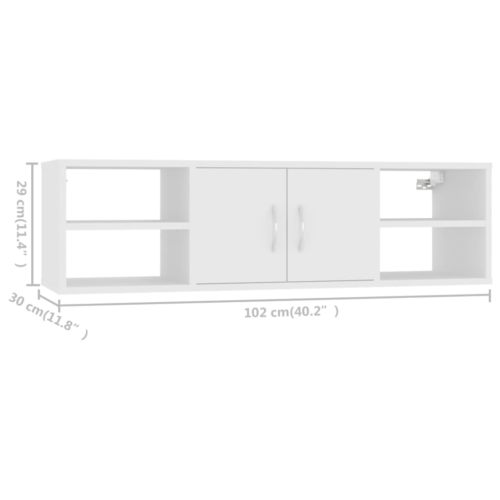 Wall shelf, white, 102x30x29cm, engineered wood