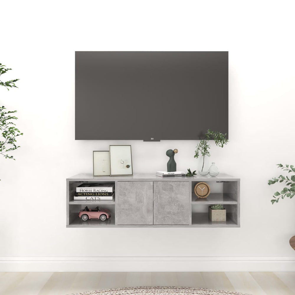 Sieninė lentyna, betono pilka, 102x30x29cm, apdirbta mediena