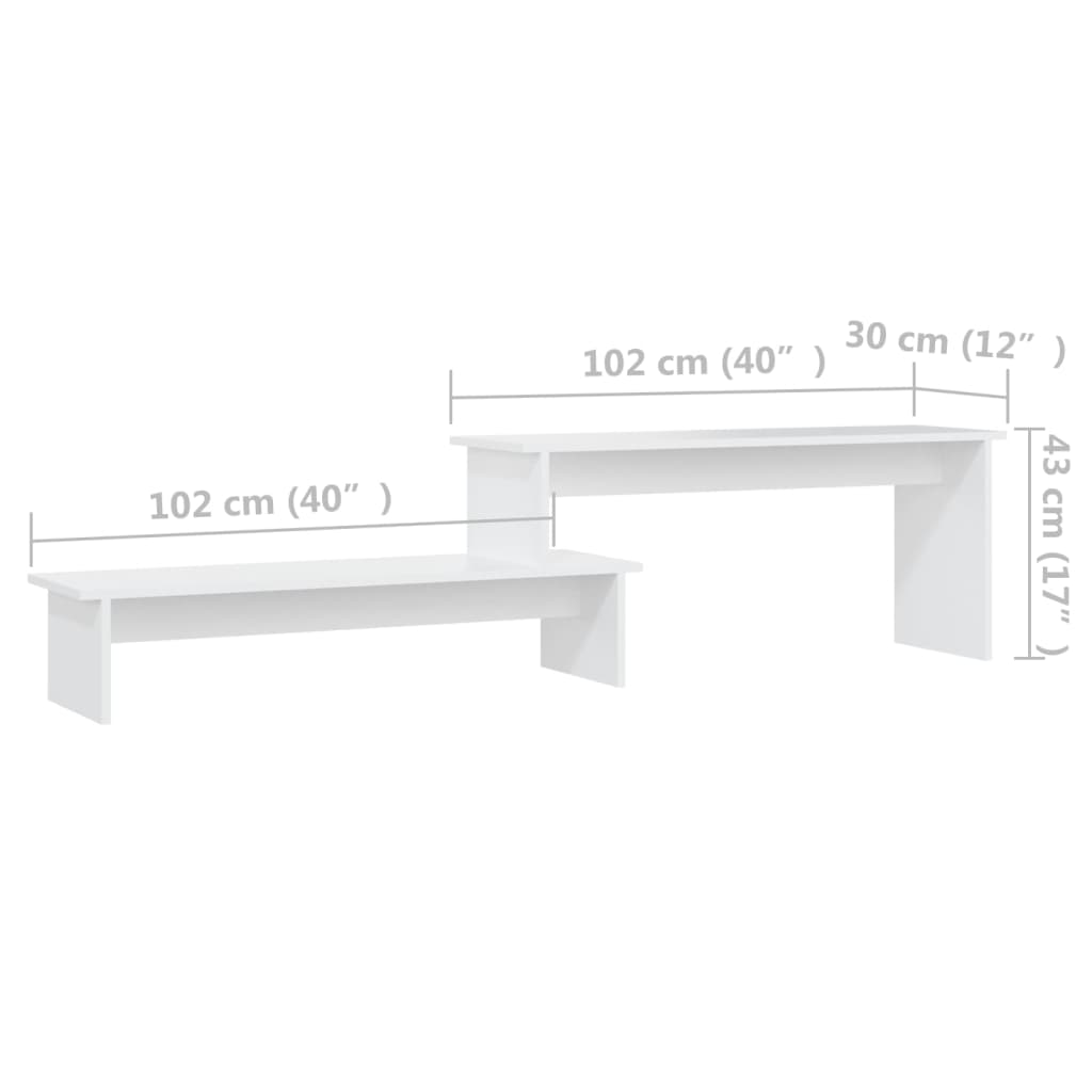 TV cabinet, white, 180x30x43cm, engineered wood