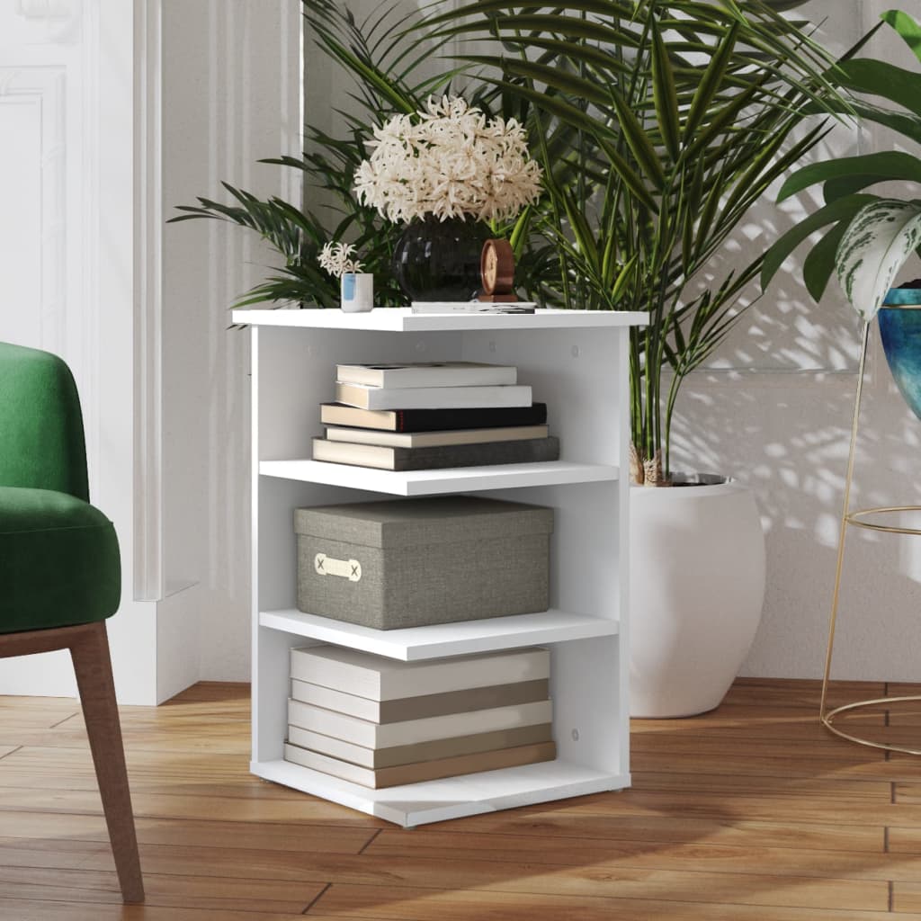 Side table, white, 35x35x55cm, engineered wood