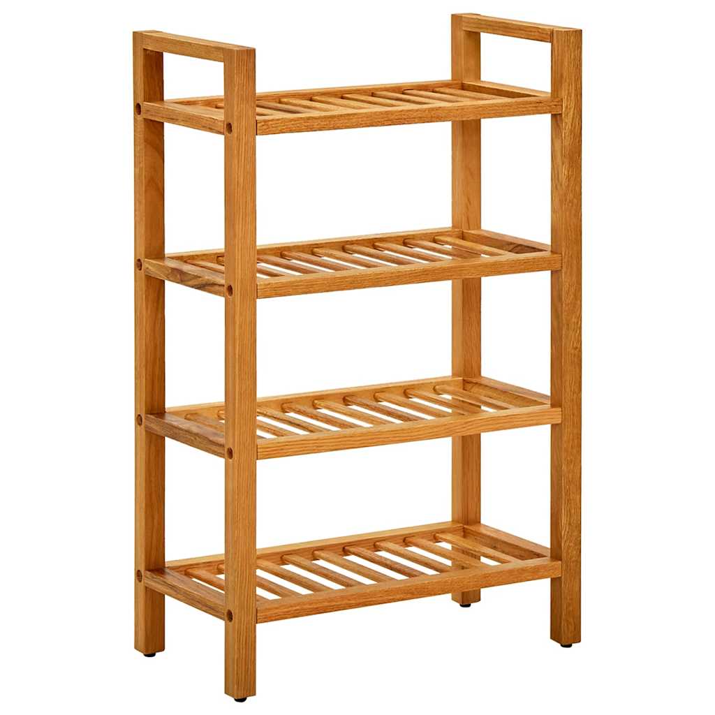 Shoe rack with 4 shelves, 50x27x80cm, solid oak
