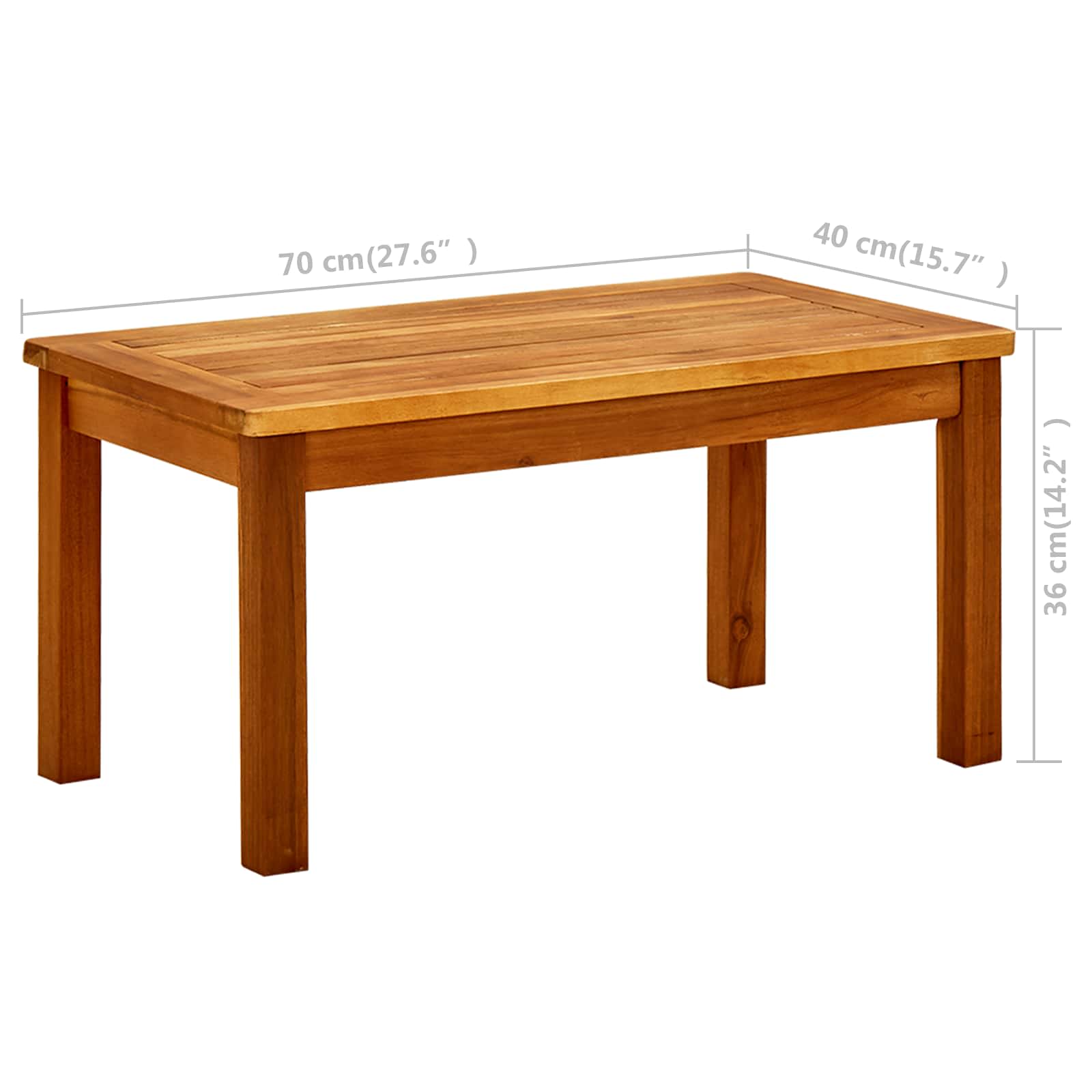Garden coffee table, 70x40x36cm, solid acacia wood