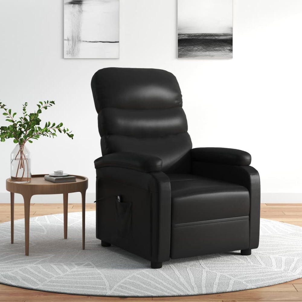 Electric reclining armchair, black, artificial leather