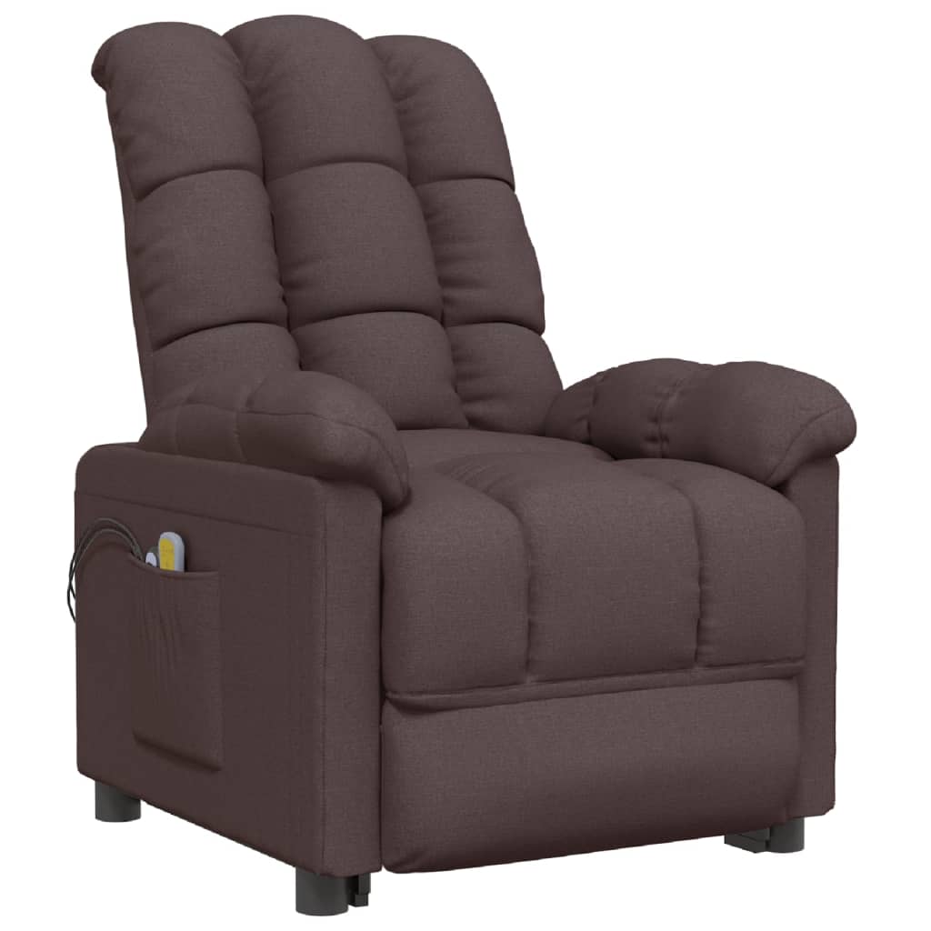 Electric massage chair, dark brown, fabric