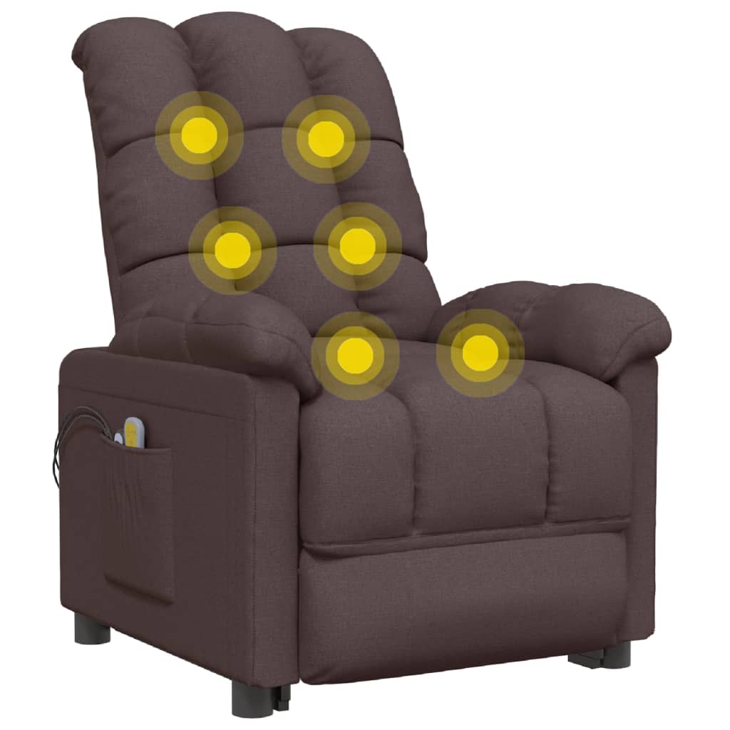 Electric massage chair, dark brown, fabric