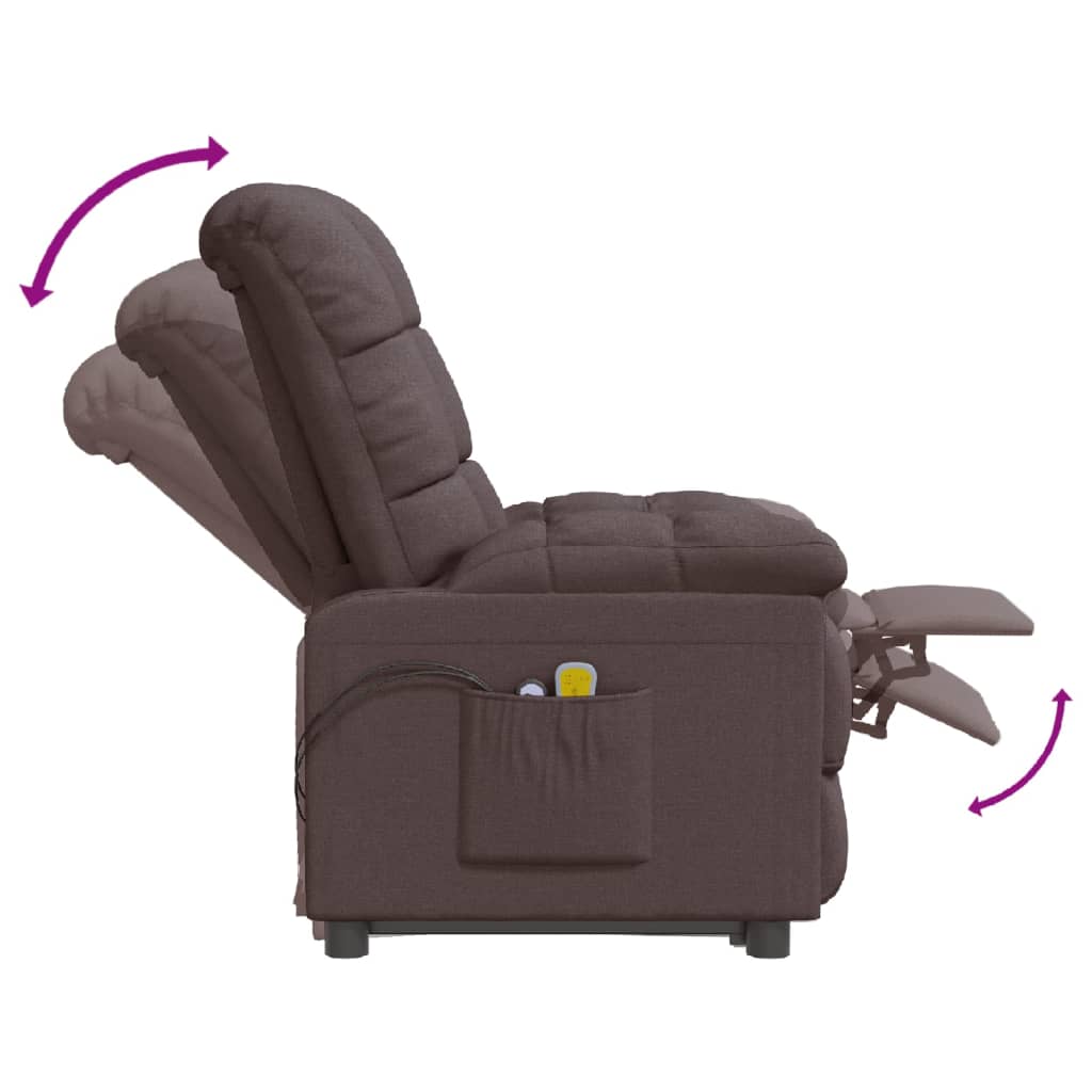 Electric massage chair, dark brown, fabric