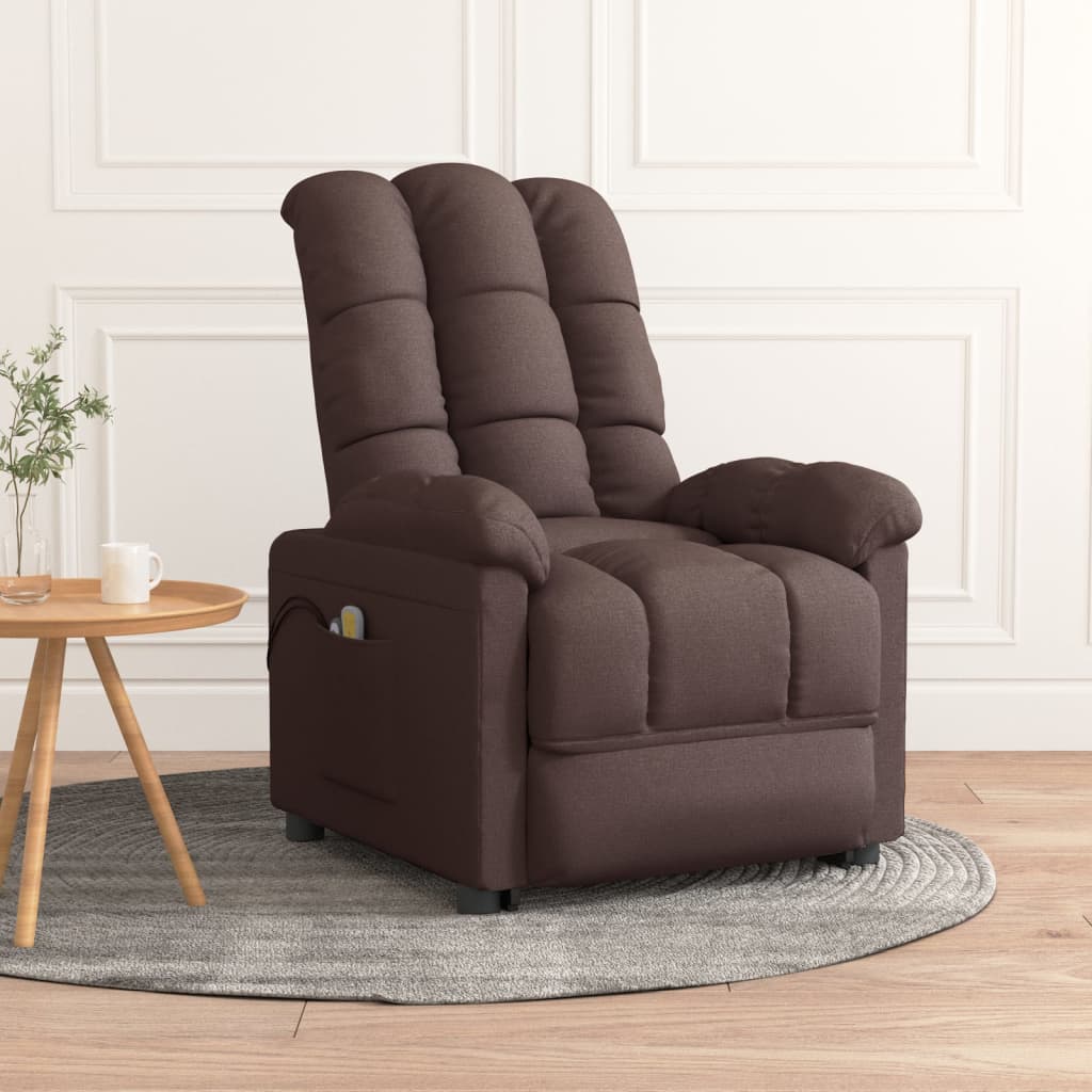 Electric massage chair, dark brown, fabric
