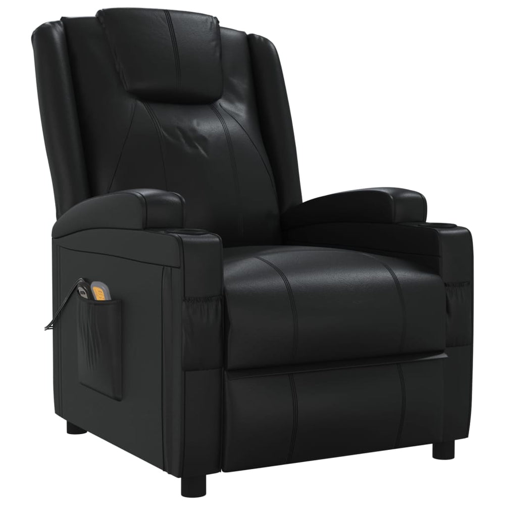 Electric massage chair, black, faux leather