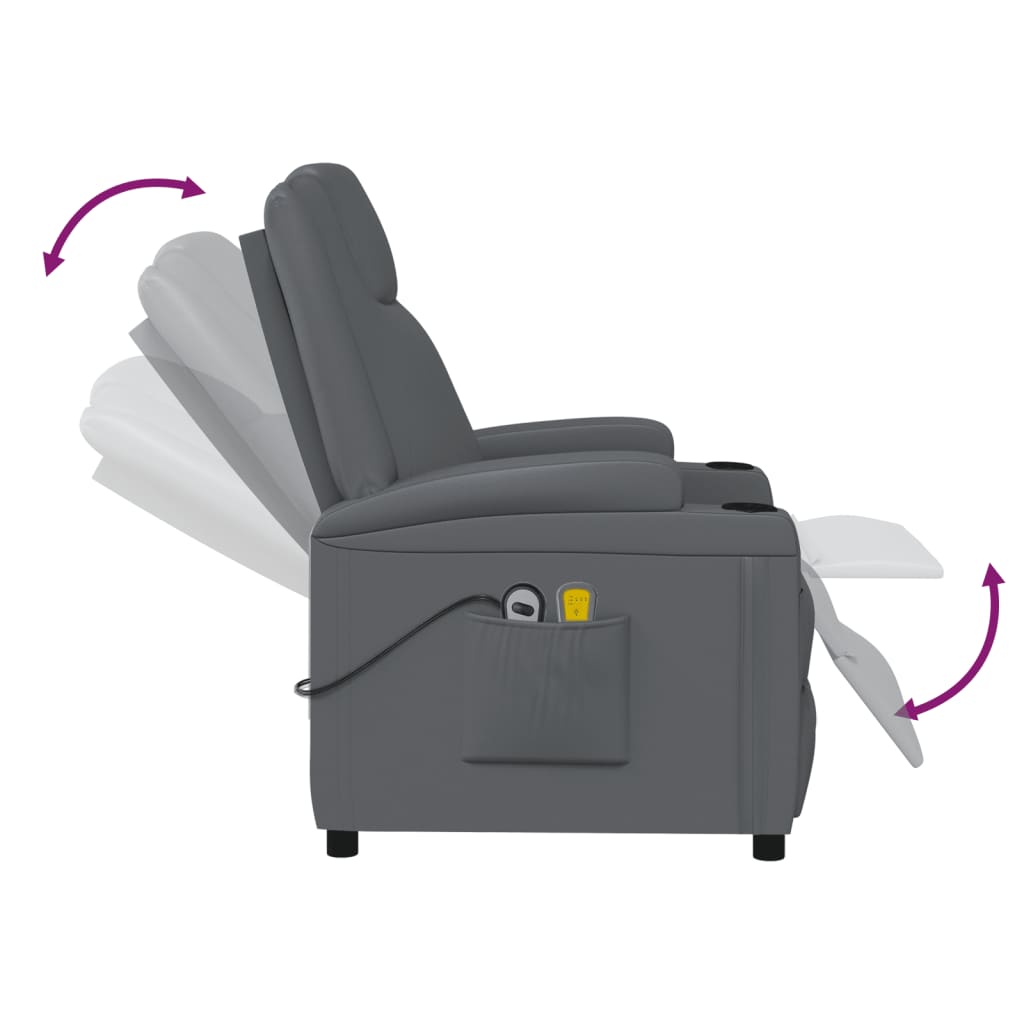 Electric massage chair, anthracite, artificial leather