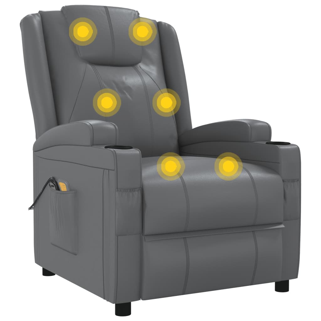 Electric massage chair, anthracite, artificial leather