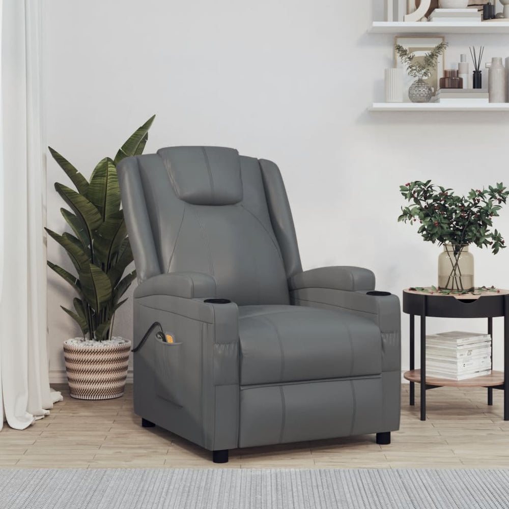 Electric massage chair, anthracite, artificial leather