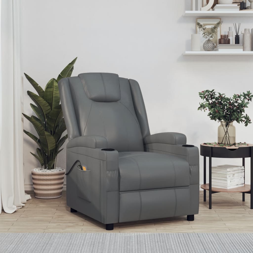 Electric massage chair, anthracite, artificial leather