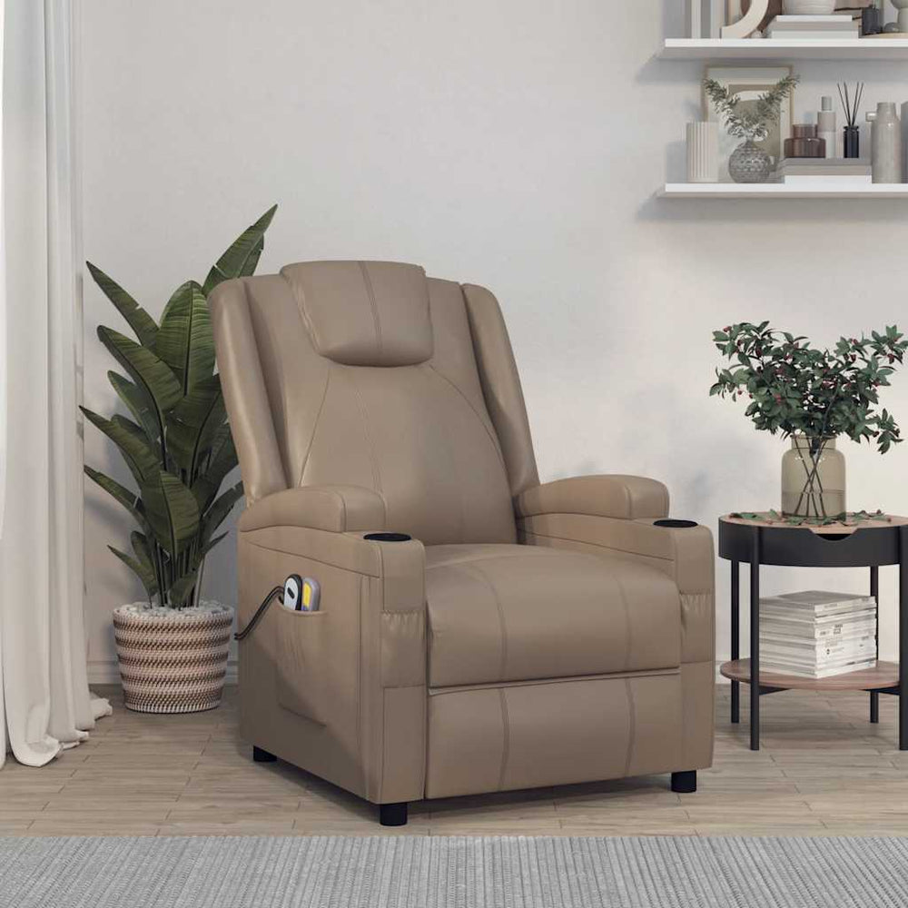 Electric massage chair, cappuccino color, artificial leather