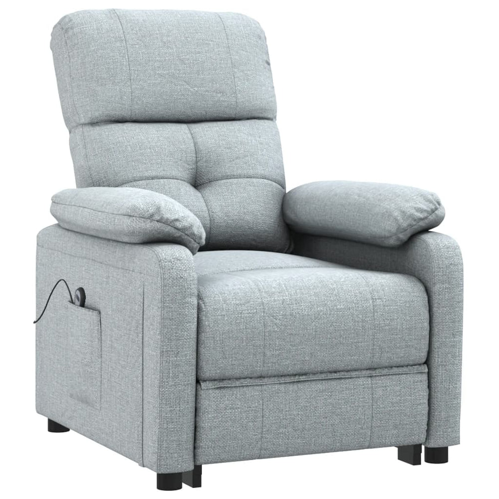 Electric reclining armchair, light grey, fabric