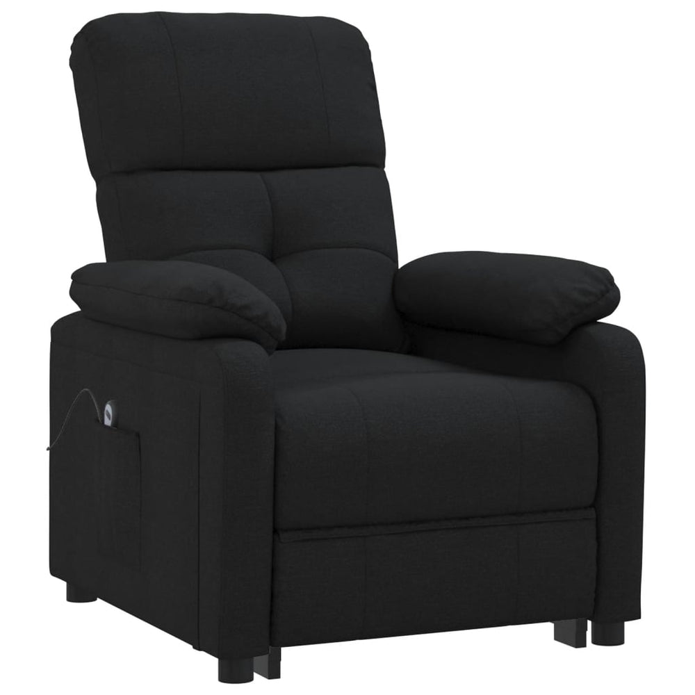 Electric recliner armchair, black, fabric