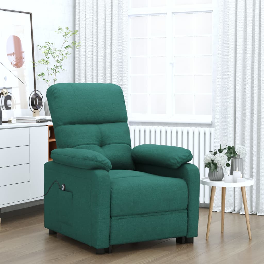 Electric recliner, dark green, fabric