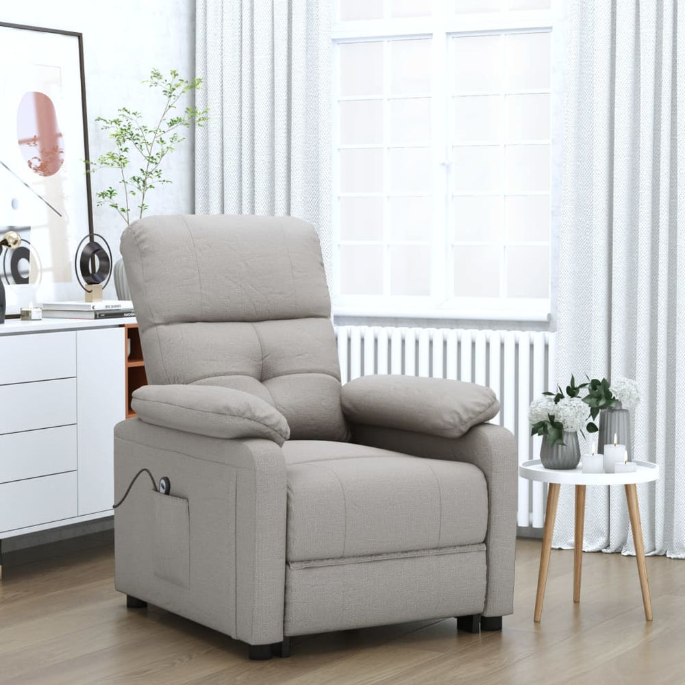 Electric recliner, taupe, fabric