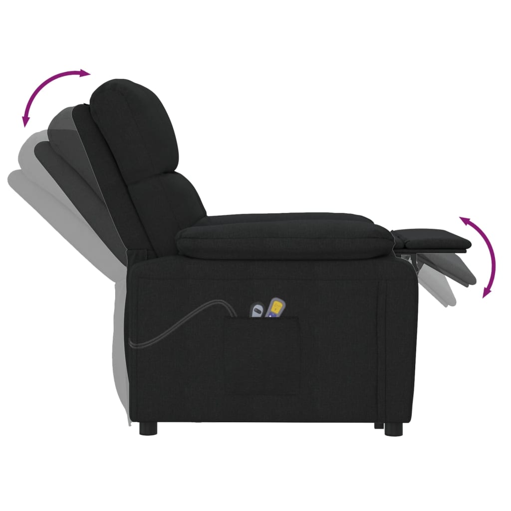 Electric massage chair, black, fabric