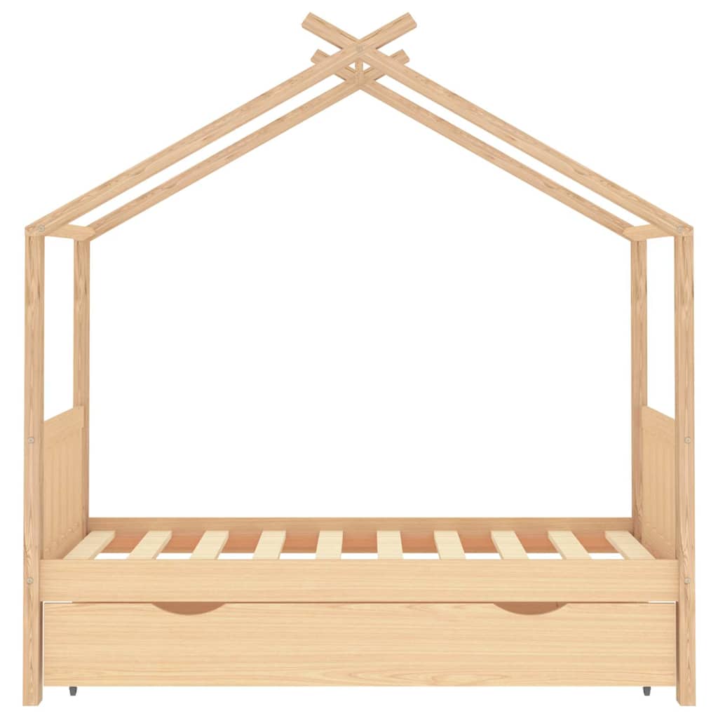 Children's bed frame with drawer, 80x160cm, solid pine
