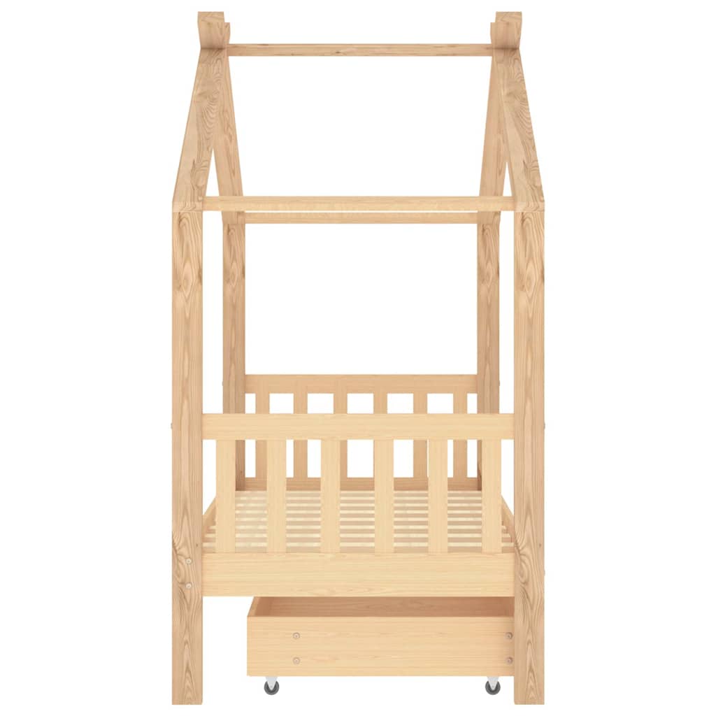 Children's bed frame with drawer, 80x160cm, solid pine