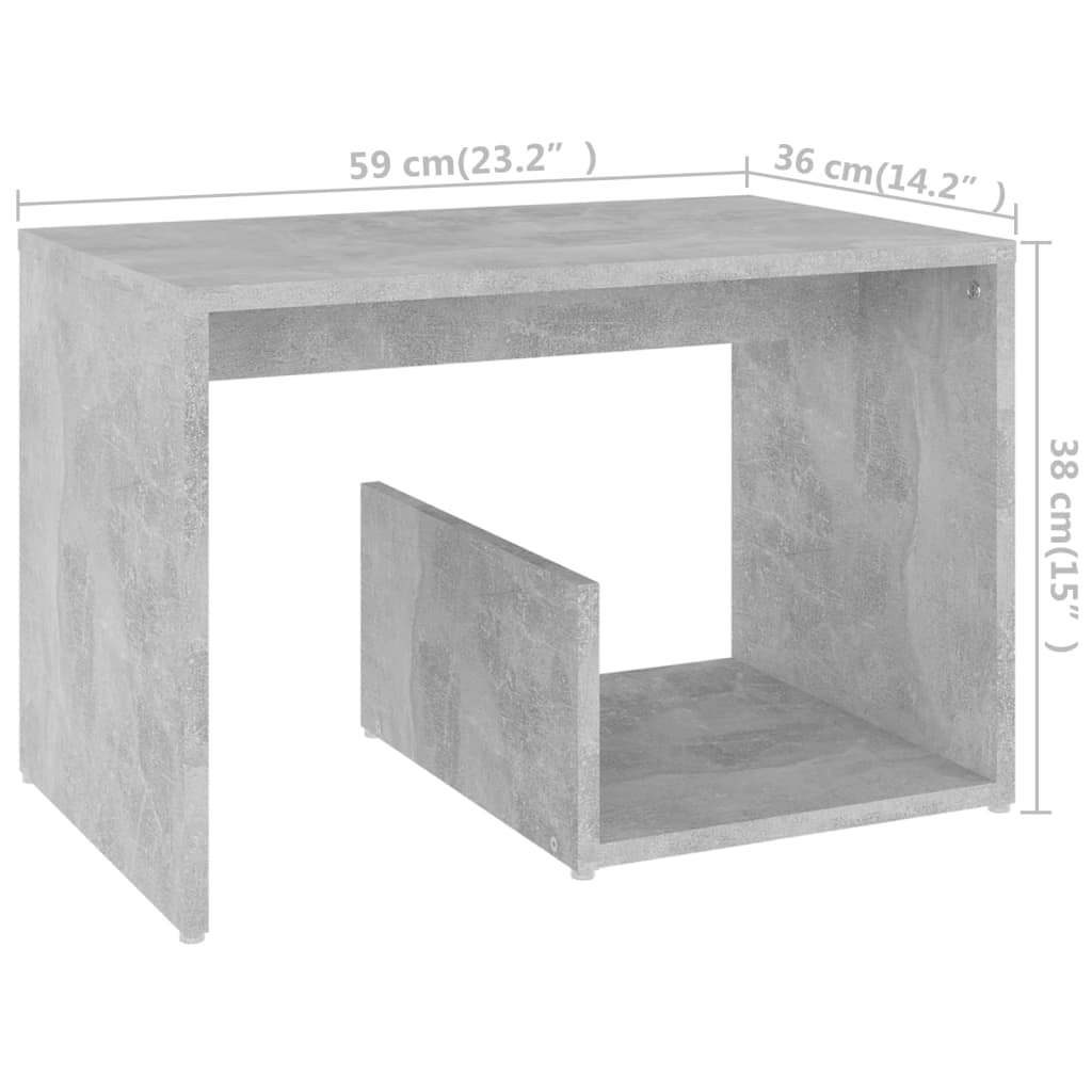 Side table, concrete grey, 59x36x38cm, engineered wood