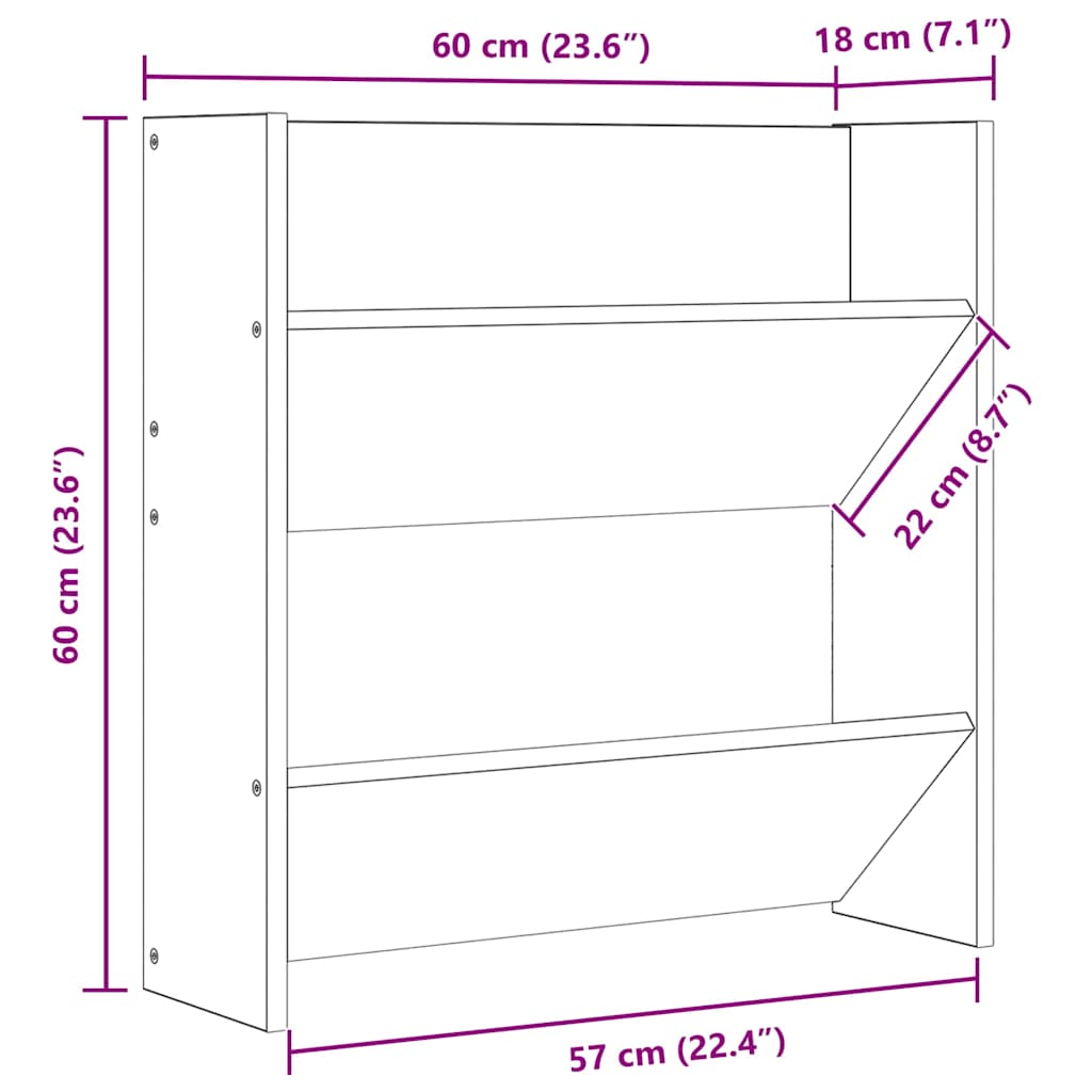 Sieninės spintelės batams, 2vnt., pilkos, 60x18x60cm, MDP