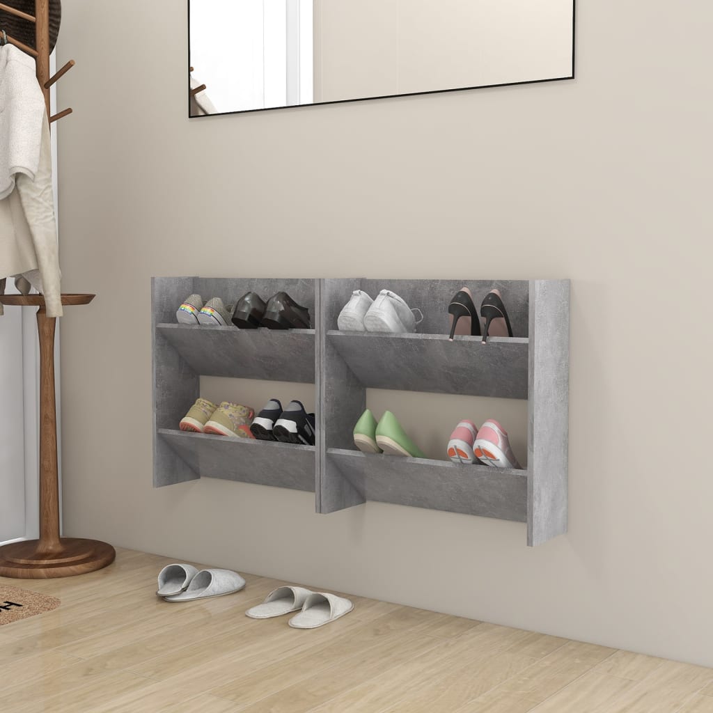 Sieninės spintelės batams, 2vnt., pilkos, 60x18x60cm, MDP