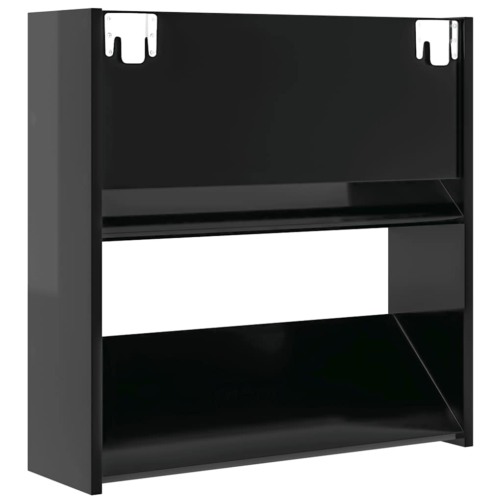 Sieninės spintelės batams, 2vnt., juodos, 60x18x60cm, mediena