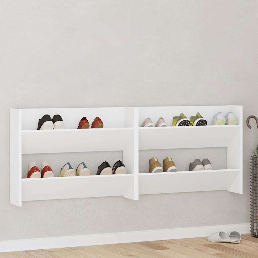 Sieninės spintelės batams, 2vnt., baltos, 80x18x60cm, MDP