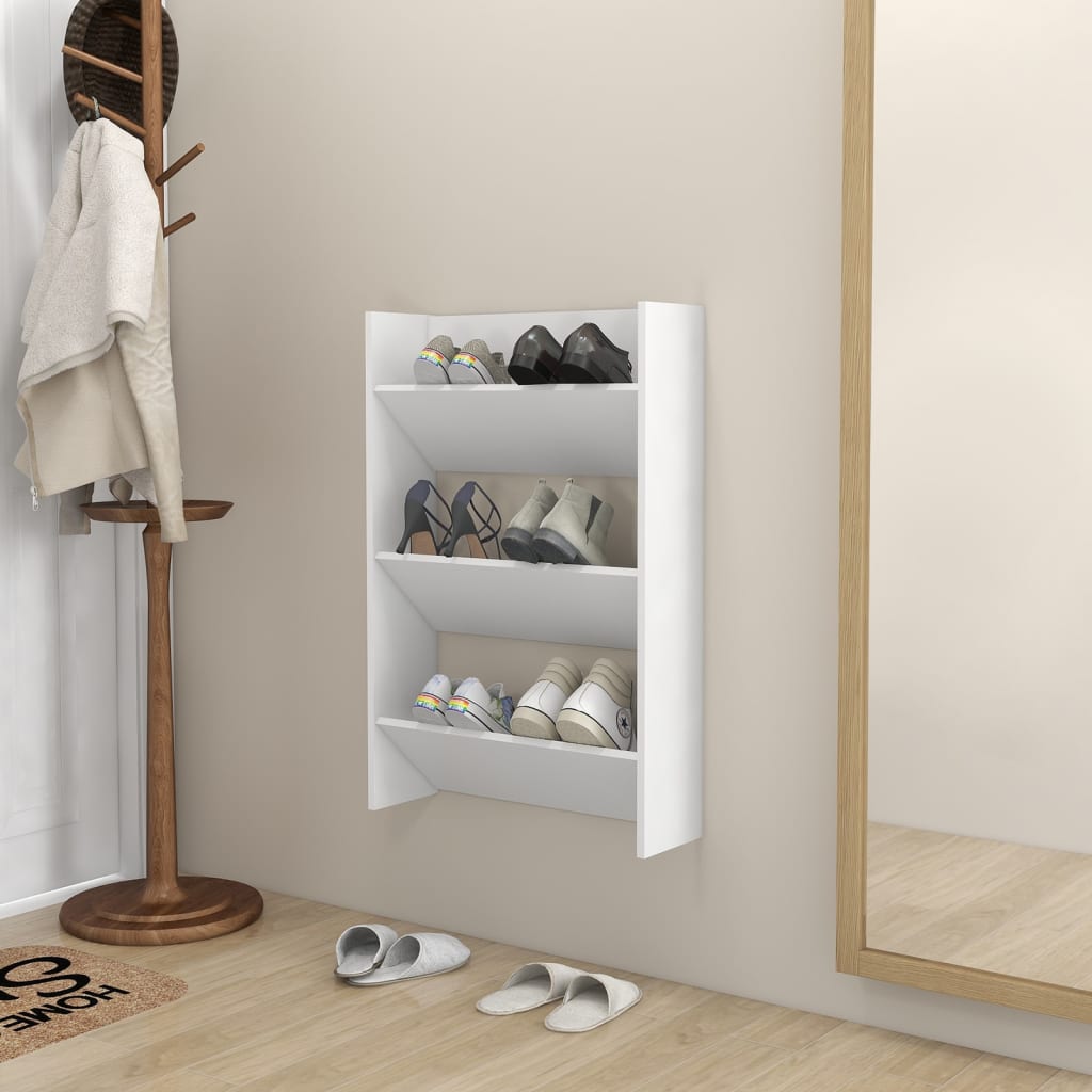 Wall shoe cabinet, white, 60x18x90cm, particle board