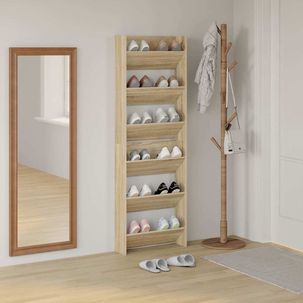 Sieninės spintelės batams, 2vnt., ąžuolo, 60x18x90cm, MDP