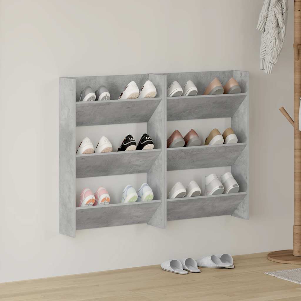 Wall-mounted shoe cabinets, 2 pcs., grey, 60x18x90cm, chipboard