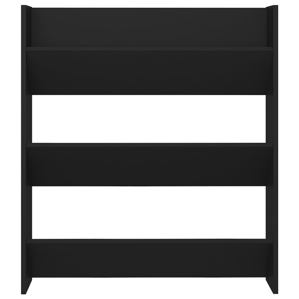 Wall-mounted shoe cabinet, black, 80x18x90cm, engineered wood